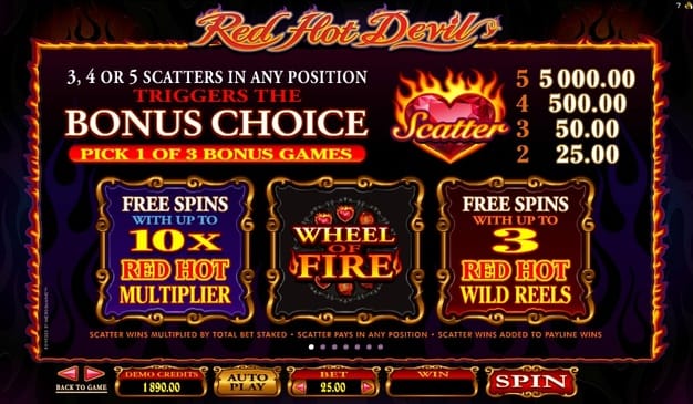 Scatter и бонусы в игре Red Hot Devil